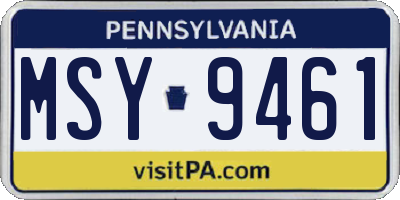 PA license plate MSY9461