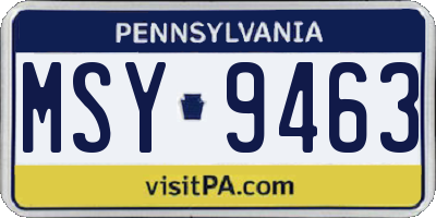PA license plate MSY9463