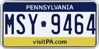 PA license plate MSY9464