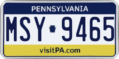 PA license plate MSY9465