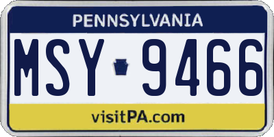 PA license plate MSY9466