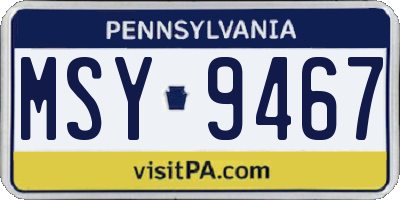 PA license plate MSY9467
