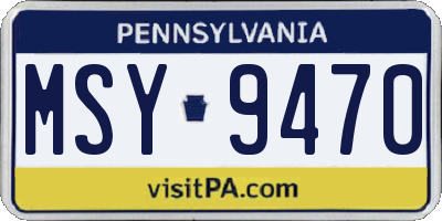 PA license plate MSY9470
