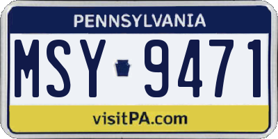 PA license plate MSY9471