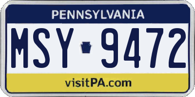 PA license plate MSY9472