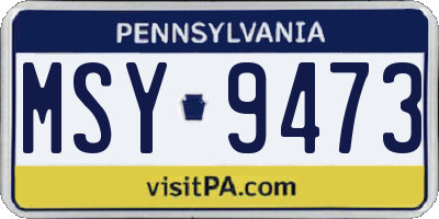 PA license plate MSY9473