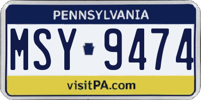 PA license plate MSY9474