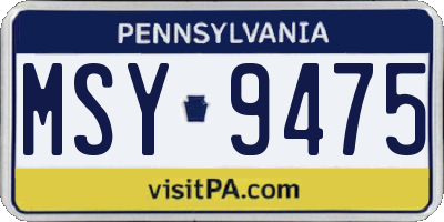 PA license plate MSY9475