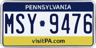 PA license plate MSY9476