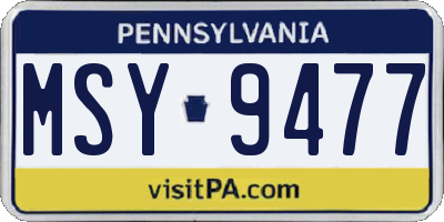 PA license plate MSY9477