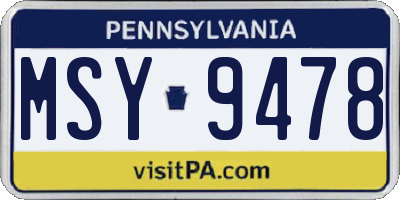 PA license plate MSY9478