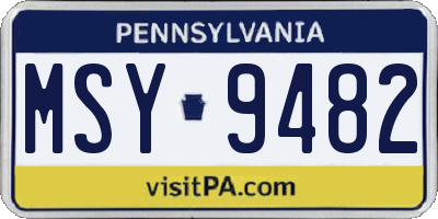 PA license plate MSY9482