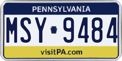 PA license plate MSY9484