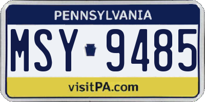 PA license plate MSY9485