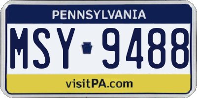 PA license plate MSY9488