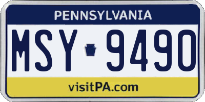 PA license plate MSY9490