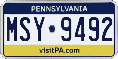 PA license plate MSY9492