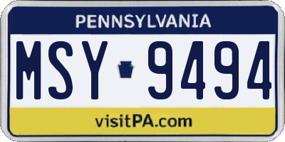 PA license plate MSY9494