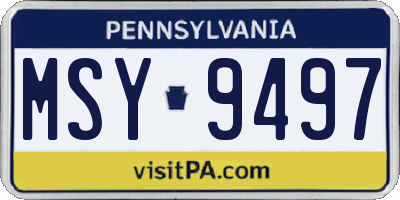 PA license plate MSY9497