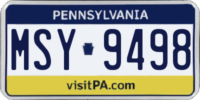 PA license plate MSY9498