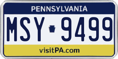PA license plate MSY9499