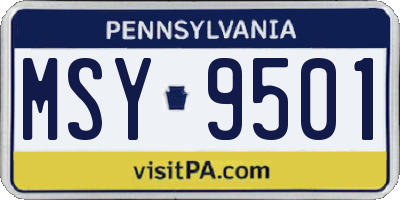 PA license plate MSY9501