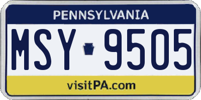 PA license plate MSY9505