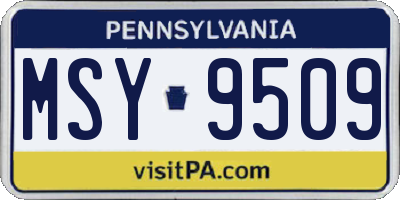 PA license plate MSY9509