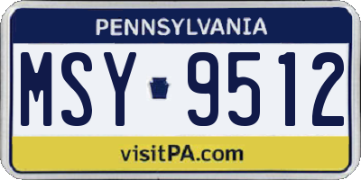 PA license plate MSY9512