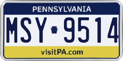 PA license plate MSY9514
