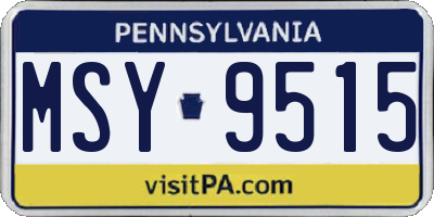 PA license plate MSY9515