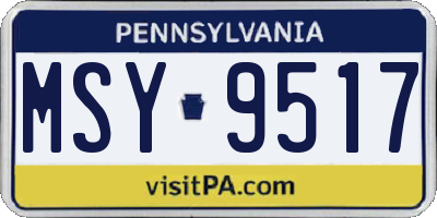 PA license plate MSY9517