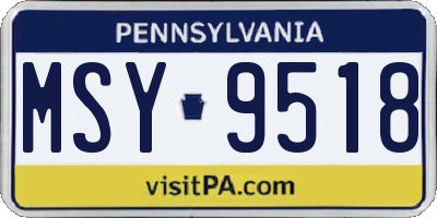 PA license plate MSY9518