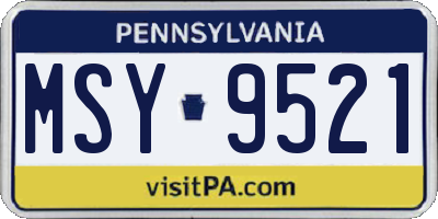 PA license plate MSY9521