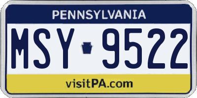 PA license plate MSY9522