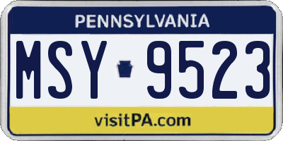 PA license plate MSY9523