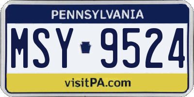 PA license plate MSY9524