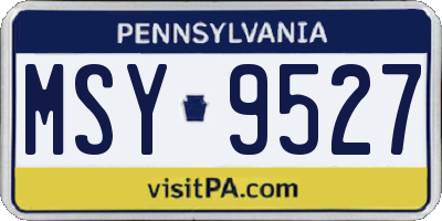 PA license plate MSY9527