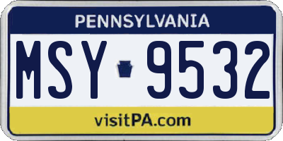 PA license plate MSY9532