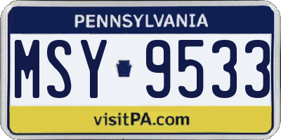 PA license plate MSY9533