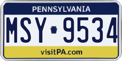 PA license plate MSY9534