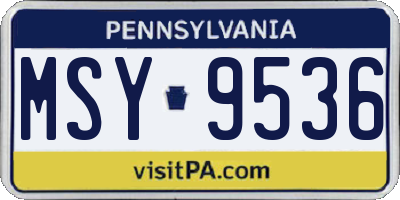 PA license plate MSY9536