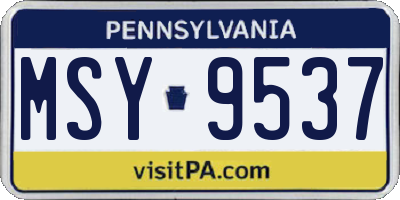 PA license plate MSY9537