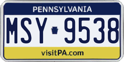 PA license plate MSY9538