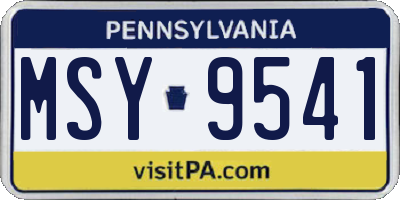 PA license plate MSY9541