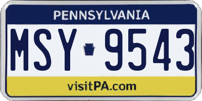 PA license plate MSY9543