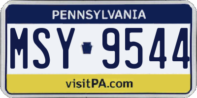 PA license plate MSY9544