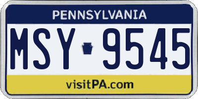 PA license plate MSY9545