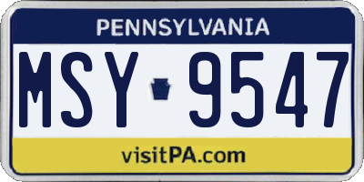 PA license plate MSY9547