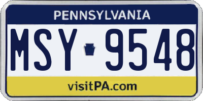 PA license plate MSY9548